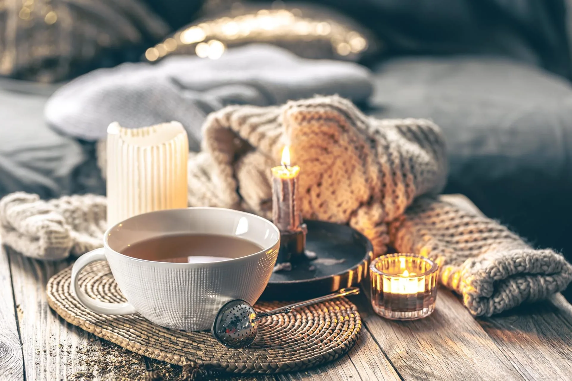 Fragrance atelier with candles and amber glass vessels